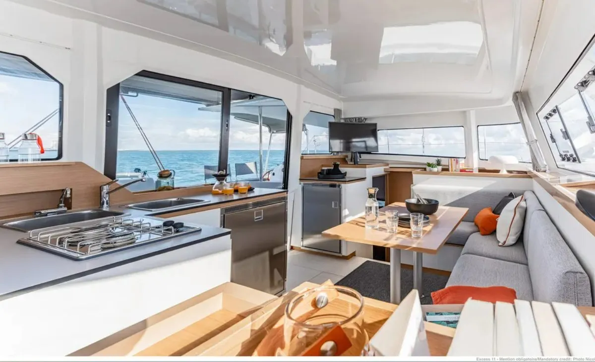 Galley of Axieros II, a Excess 11 catamaran at Municipal Unit of Lefkada, Greece