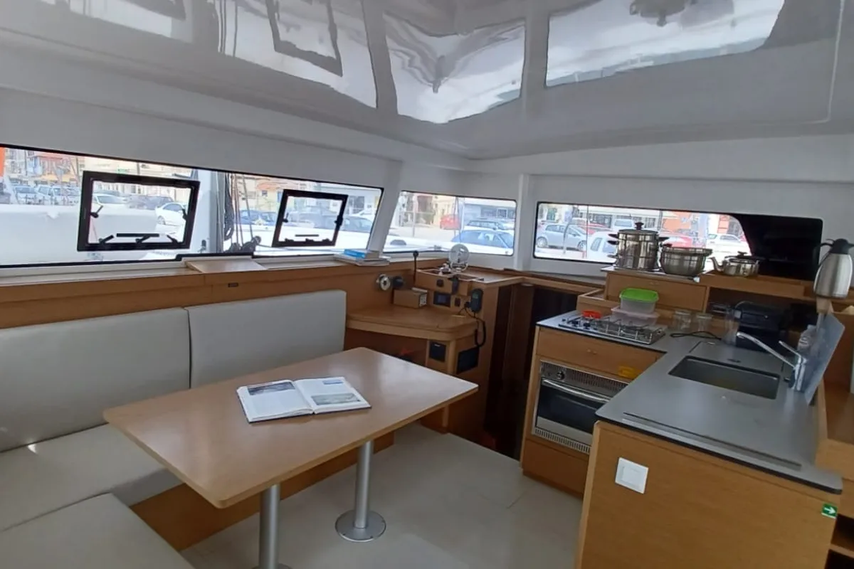 Salon of Axieros II, a Excess 11 catamaran at Municipal Unit of Lefkada, Greece