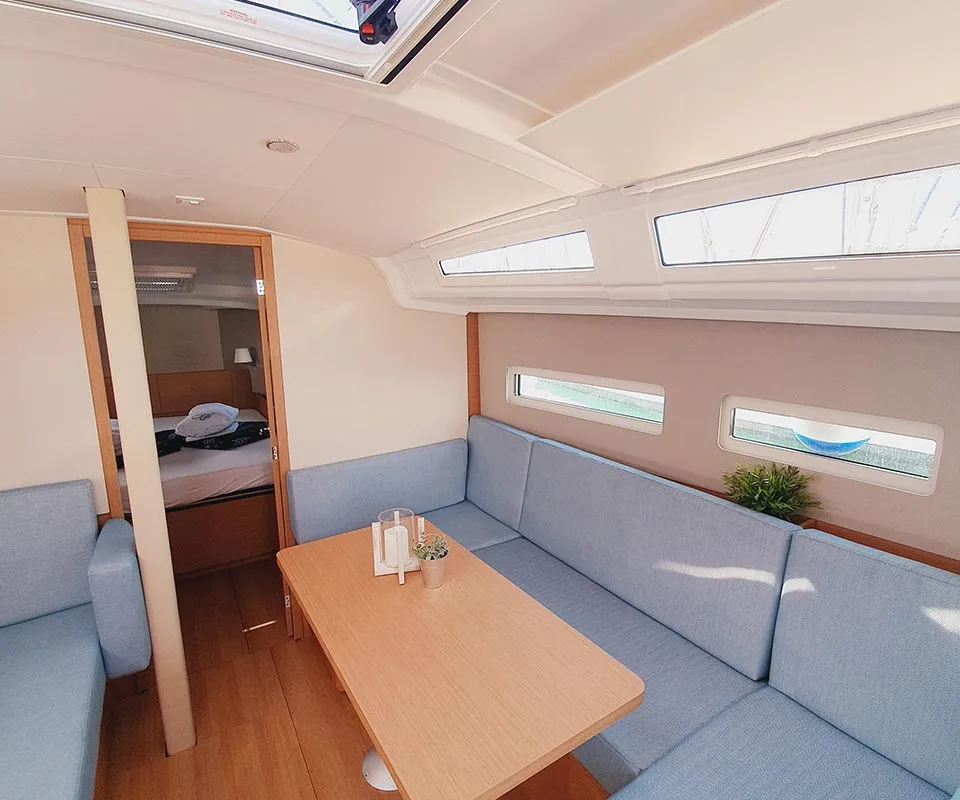 Salon of Kalumina, a Jeanneau Sun Odyssey 410 sailboat at Murter, Croatia
