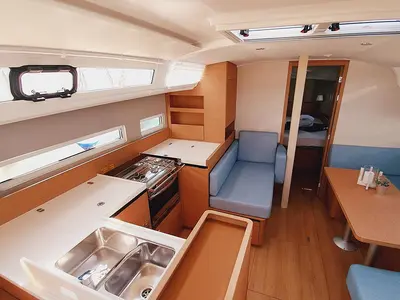 Galley of Kalumina, a Jeanneau Sun Odyssey 410 sailboat at Murter, Croatia