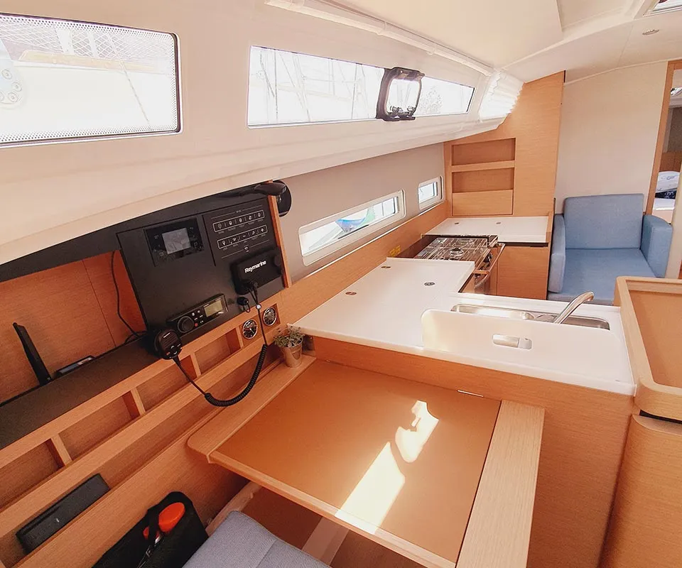 Kalumina, a Jeanneau Sun Odyssey 410 sailboat at Murter, Croatia