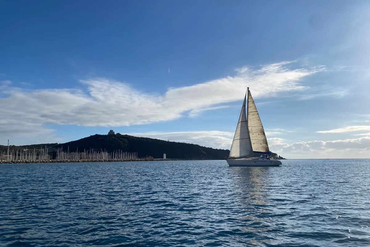 Exterior view of Jalù, a Jeanneau Sun Odyssey 42.2 sailboat at Punta Ala, Italy