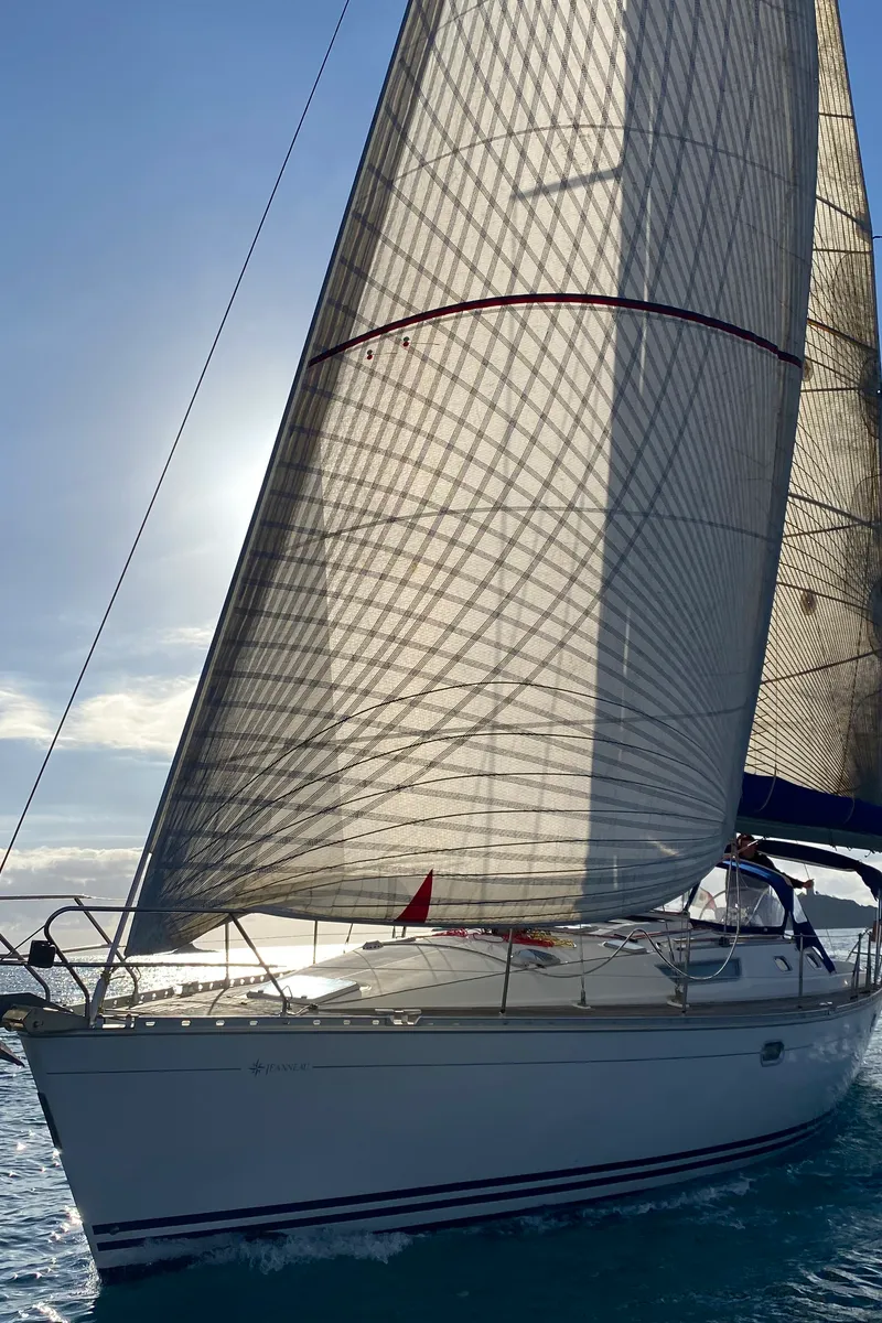 Exterior view of Jalù, a Jeanneau Sun Odyssey 42.2 sailboat at Punta Ala, Italy