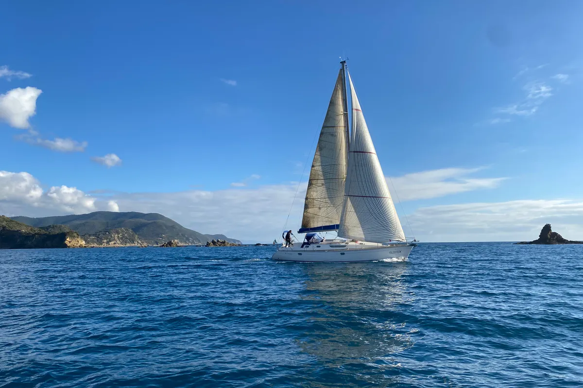 Exterior view of Jalù, a Jeanneau Sun Odyssey 42.2 sailboat at Punta Ala, Italy