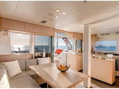 Salon of Saga, a Lagoon 52F catamaran at Municipal Unit of Lefkada, Greece