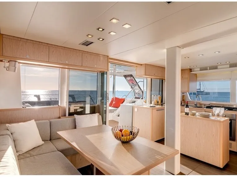 Salon of Saga, a Lagoon 52F catamaran at Municipal Unit of Lefkada, Greece