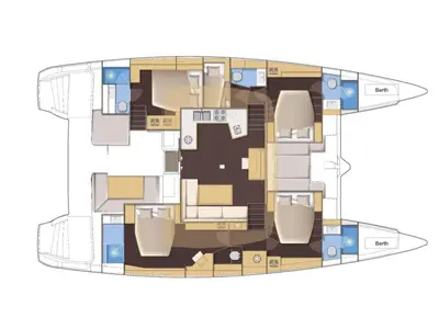Floor plan of Saga, a Lagoon 52F catamaran at Municipal Unit of Lefkada, Greece