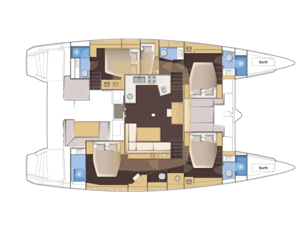 Floor plan of Saga, a Lagoon 52F catamaran at Municipal Unit of Lefkada, Greece