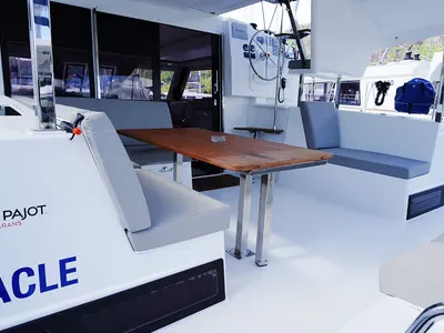 Barnacle, a Fountaine Pajot Isla 40 catamaran at Roche Caiman, Seychelles