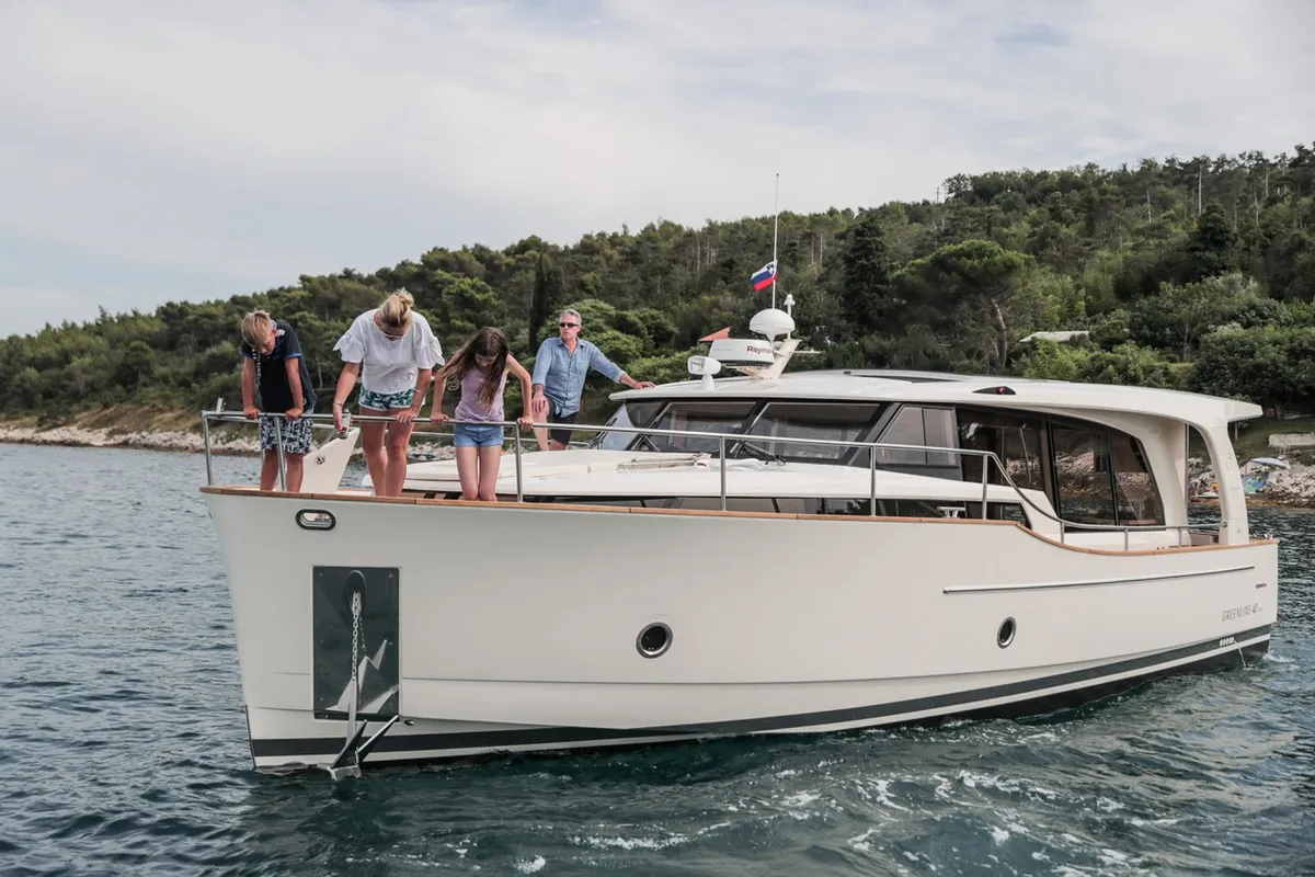 Exterior view of Citadel, a Greenline 40 motor yacht at Pula, Croatia