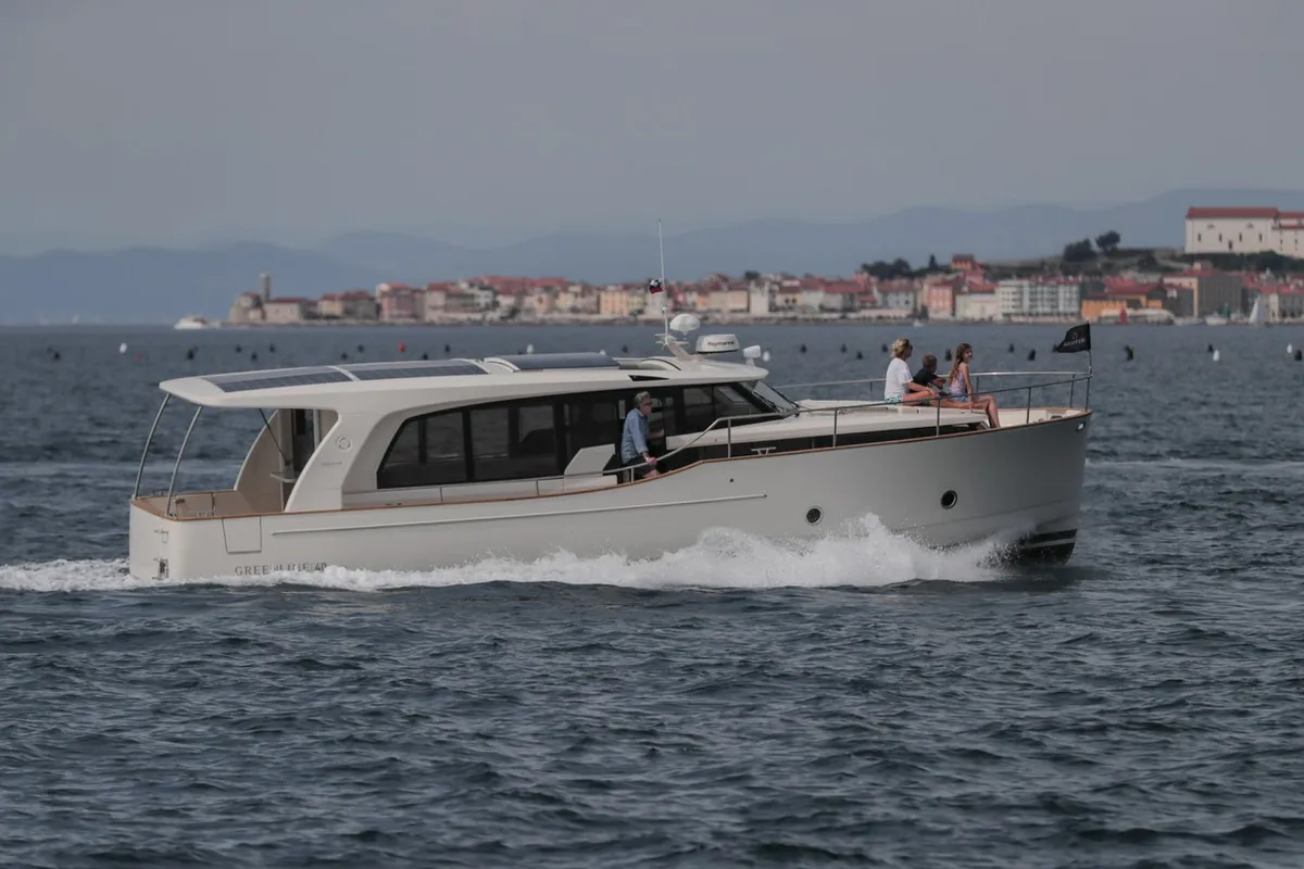 Exterior view of Citadel, a Greenline 40 motor yacht at Pula, Croatia