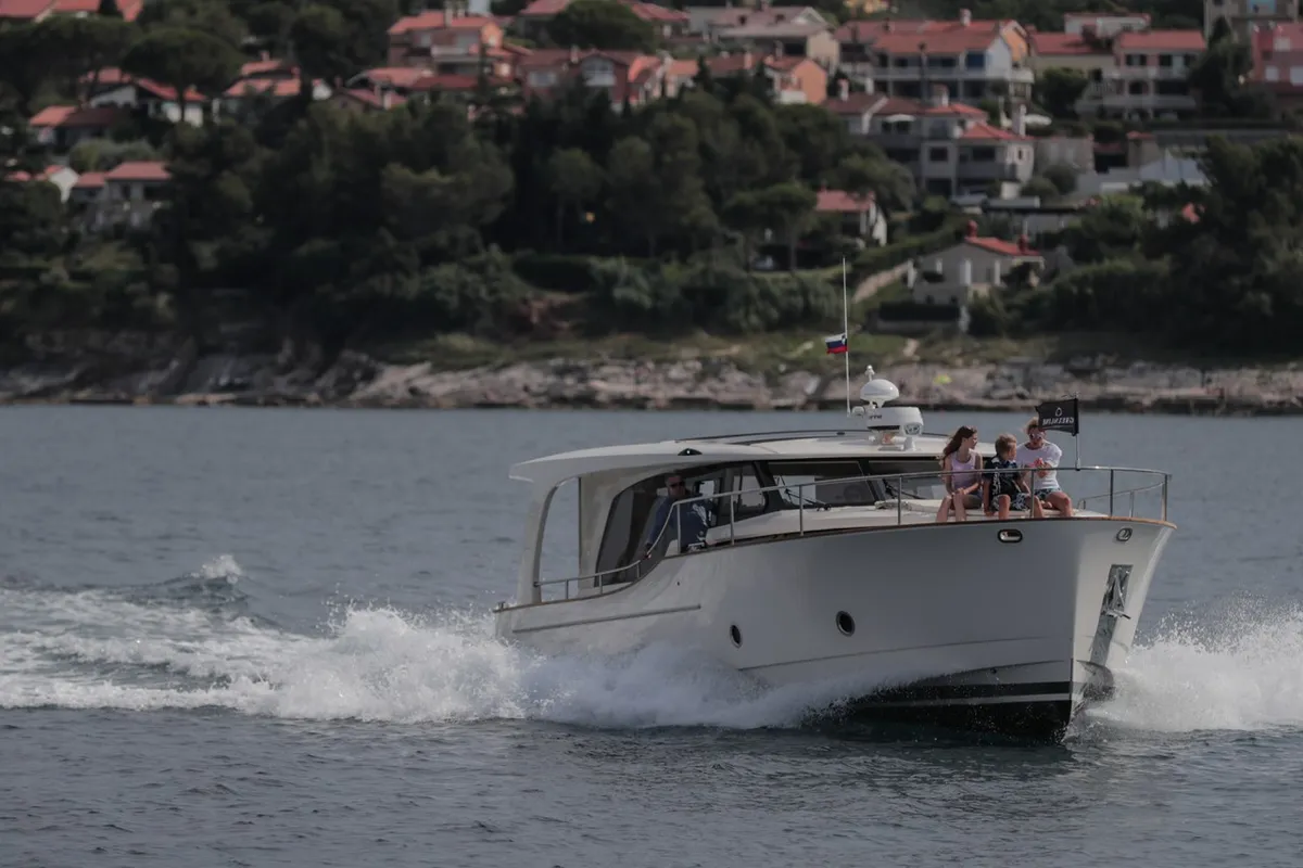 Exterior view of Citadel, a Greenline 40 motor yacht at Pula, Croatia