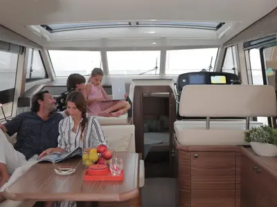 Salon of Citadel, a Greenline 40 motor yacht at Pula, Croatia