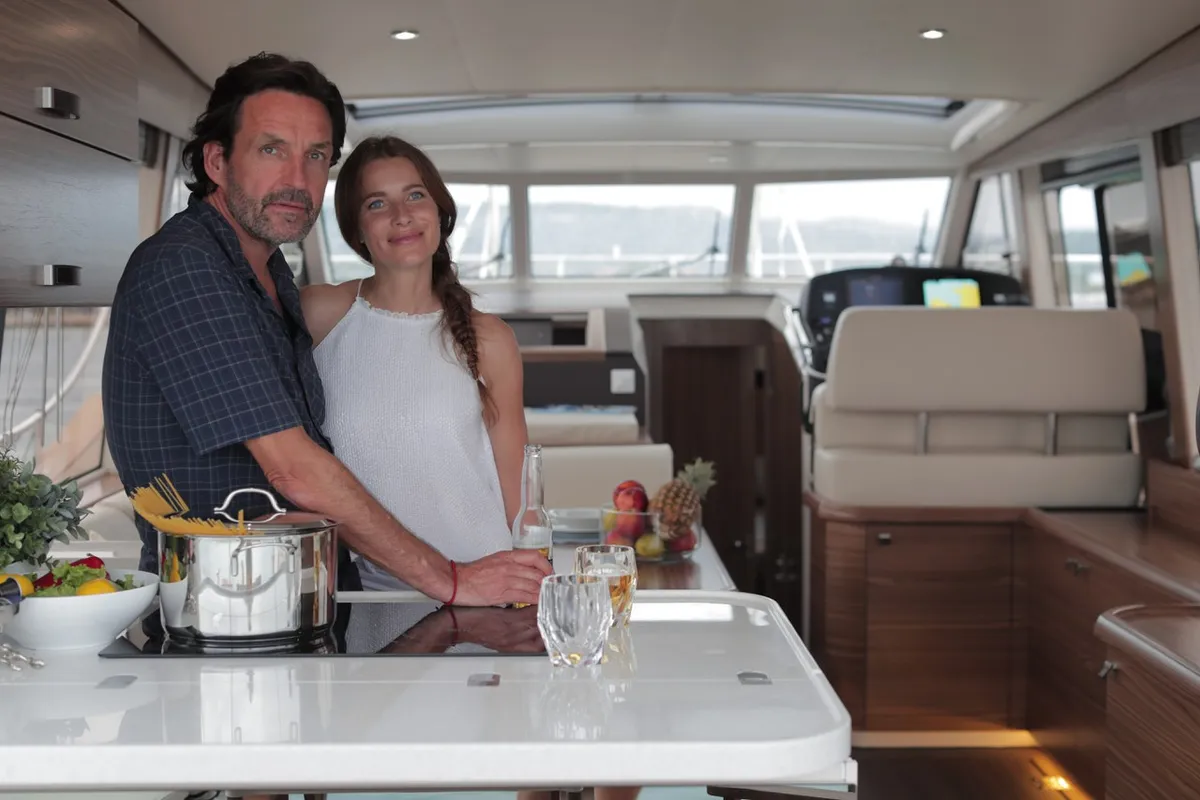 Galley of Citadel, a Greenline 40 motor yacht at Pula, Croatia