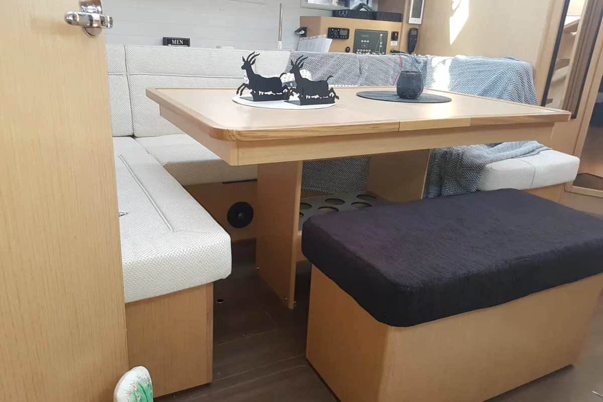 Salon of no name, a Bavaria 46 sailboat at Municipal Unit of Lefkada, Greece