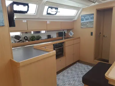 Galley of no name, a Bavaria 46 sailboat at Municipal Unit of Lefkada, Greece