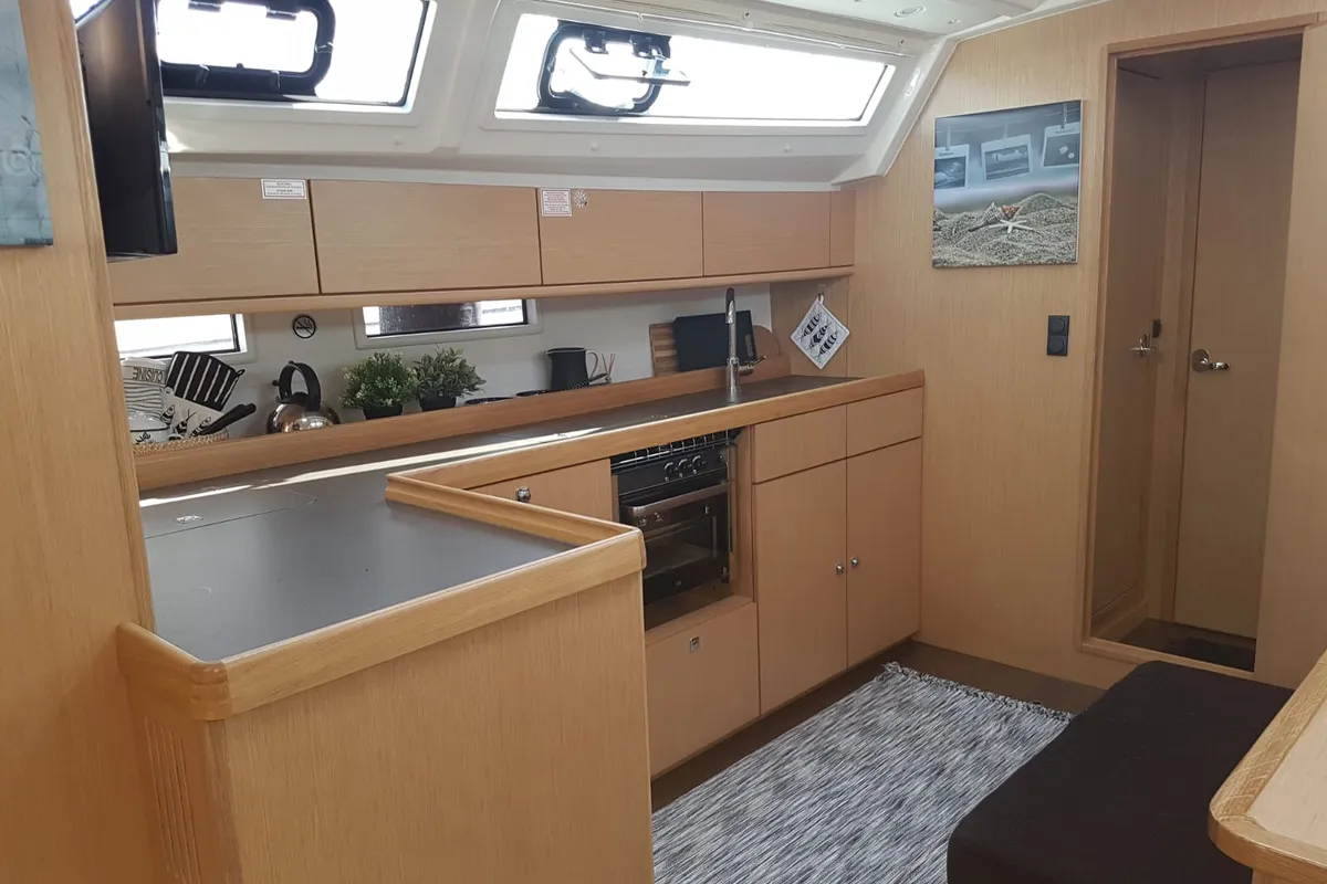 Galley of no name, a Bavaria 46 sailboat at Municipal Unit of Lefkada, Greece