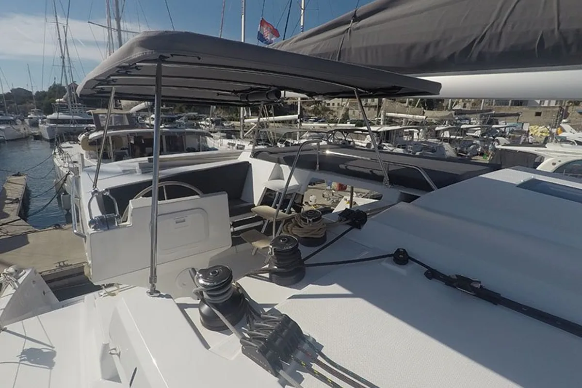 Salon of Imagine, a Fountaine Pajot Astrea 42 catamaran at Grad Šibenik, Croatia