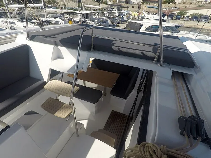 Cockpit of Imagine, a Fountaine Pajot Astrea 42 catamaran at Grad Šibenik, Croatia