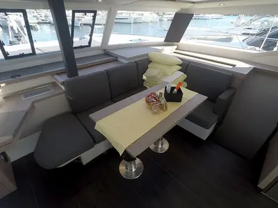 Salon of Imagine, a Fountaine Pajot Astrea 42 catamaran at Grad Šibenik, Croatia