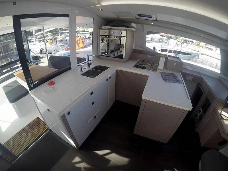 Galley of Imagine, a Fountaine Pajot Astrea 42 catamaran at Grad Šibenik, Croatia