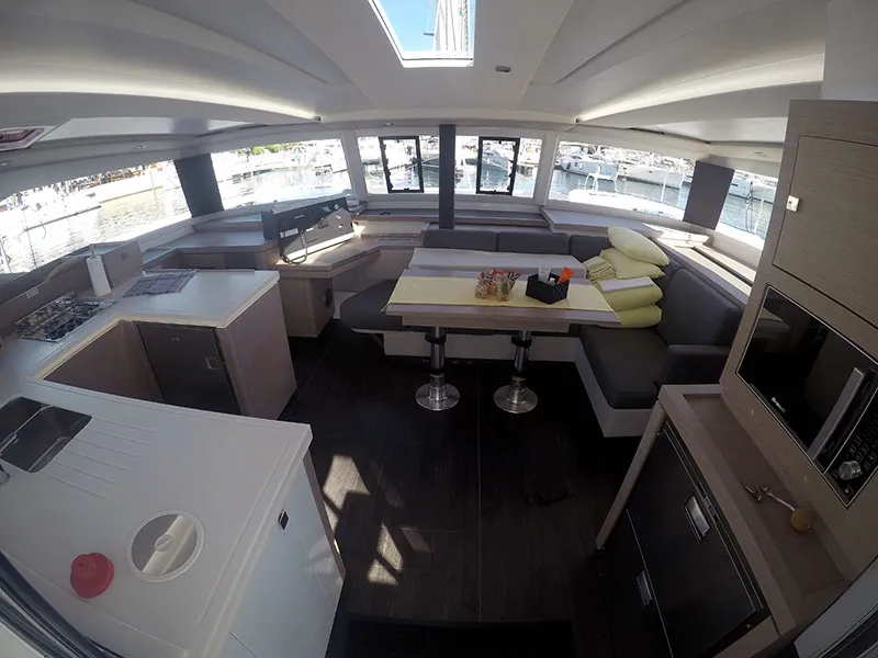 Salon of Imagine, a Fountaine Pajot Astrea 42 catamaran at Grad Šibenik, Croatia