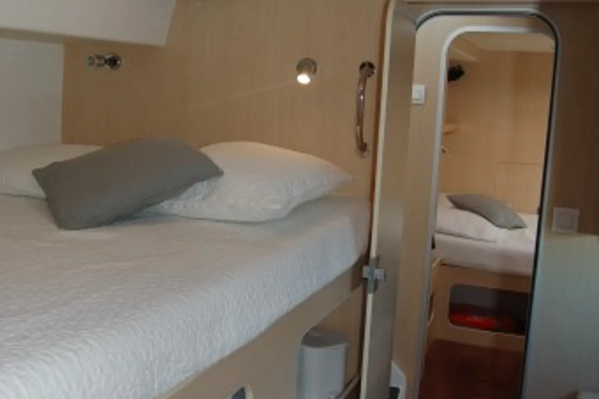 Cabin on Iris, a Catlante 600 catamaran at Roche Caiman, Seychelles