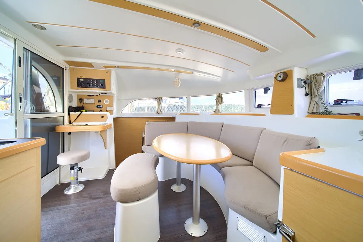 Salon of Atenea, a Lagoon 380 S2 catamaran at Punat, Croatia