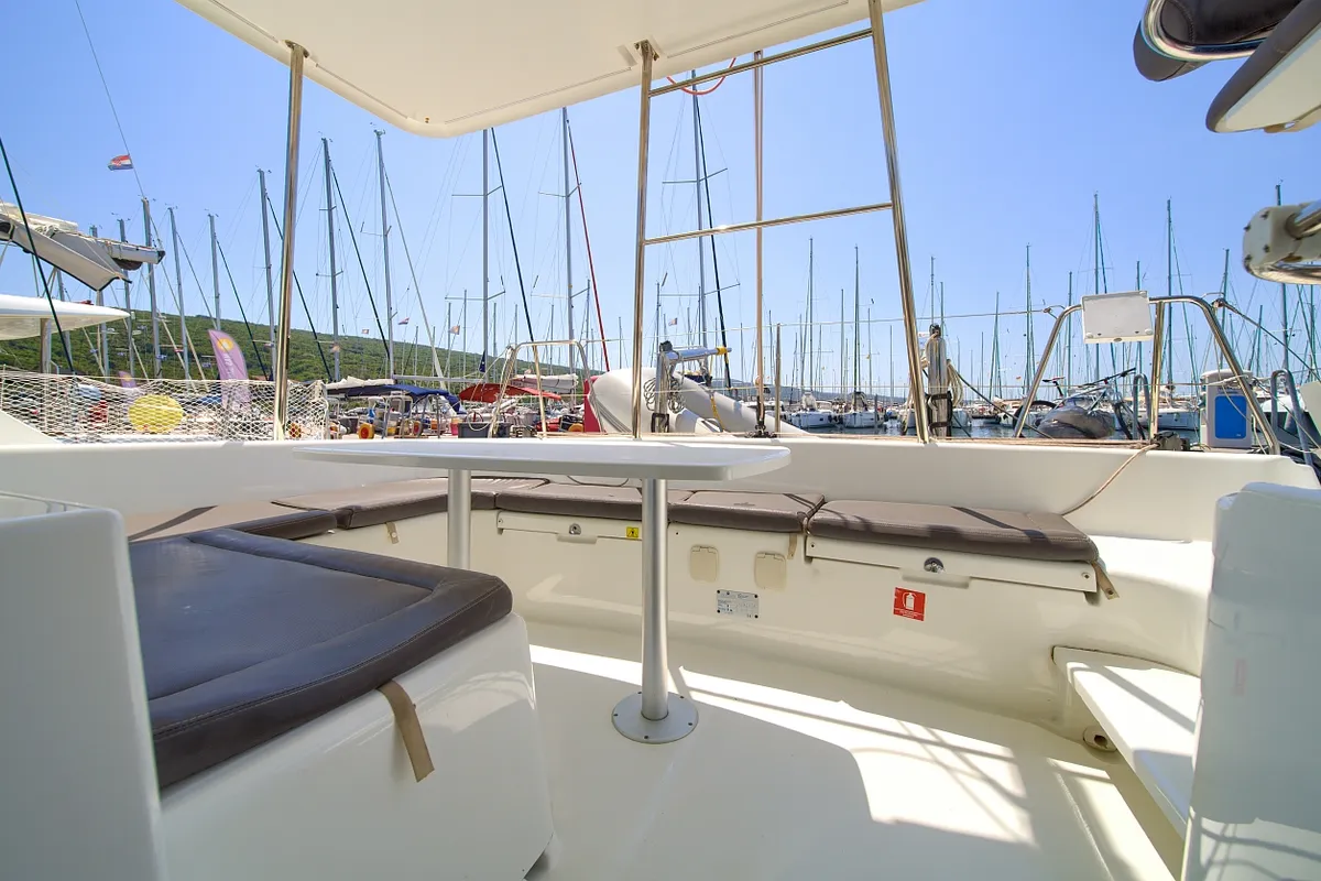 Deck of Atenea, a Lagoon 380 S2 catamaran at Punat, Croatia