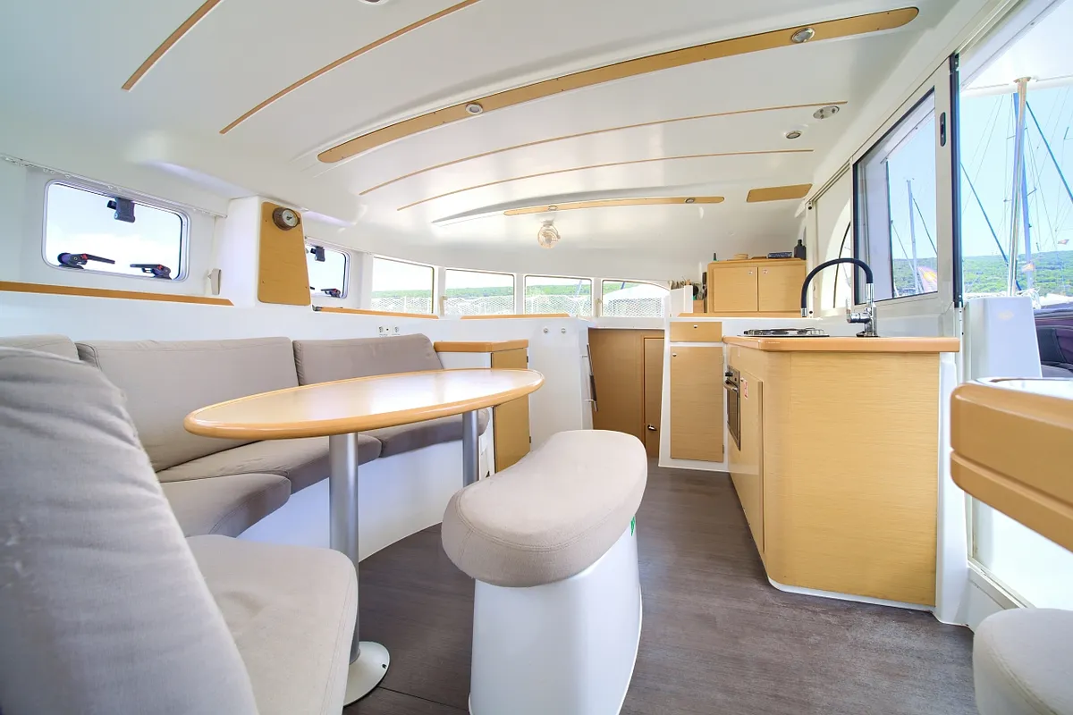 Salon of Atenea, a Lagoon 380 S2 catamaran at Punat, Croatia