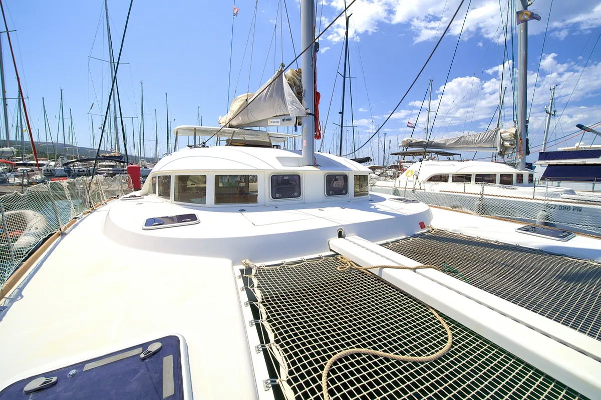 Deck of Atenea, a Lagoon 380 S2 catamaran at Punat, Croatia