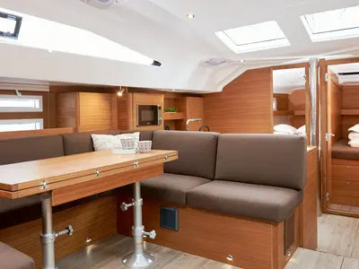 Salon of Lija, a Elan Impression 50.1 sailboat at Grad Kaštela, Croatia