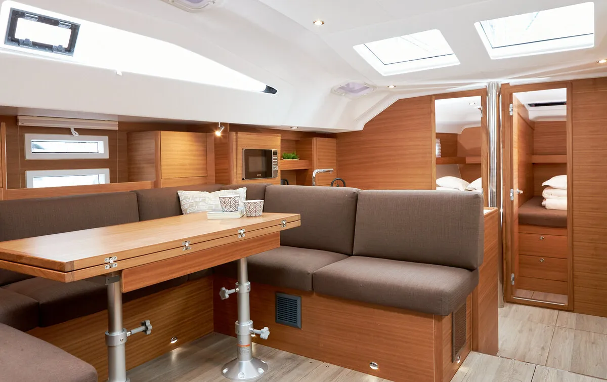 Salon of Lija, a Elan Impression 50.1 sailboat at Grad Kaštela, Croatia
