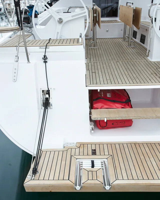 Deck of Lija, a Elan Impression 50.1 sailboat at Grad Kaštela, Croatia