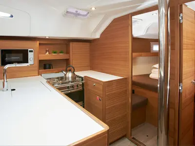 Galley of Lija, a Elan Impression 50.1 sailboat at Grad Kaštela, Croatia