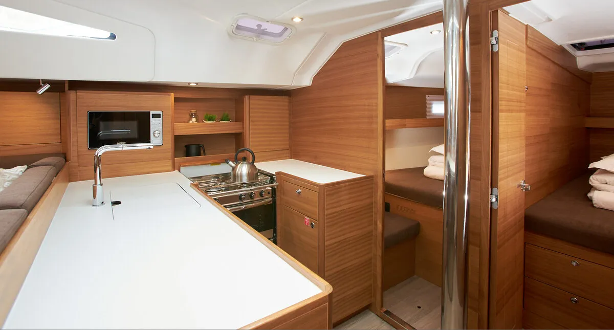 Galley of Lija, a Elan Impression 50.1 sailboat at Grad Kaštela, Croatia