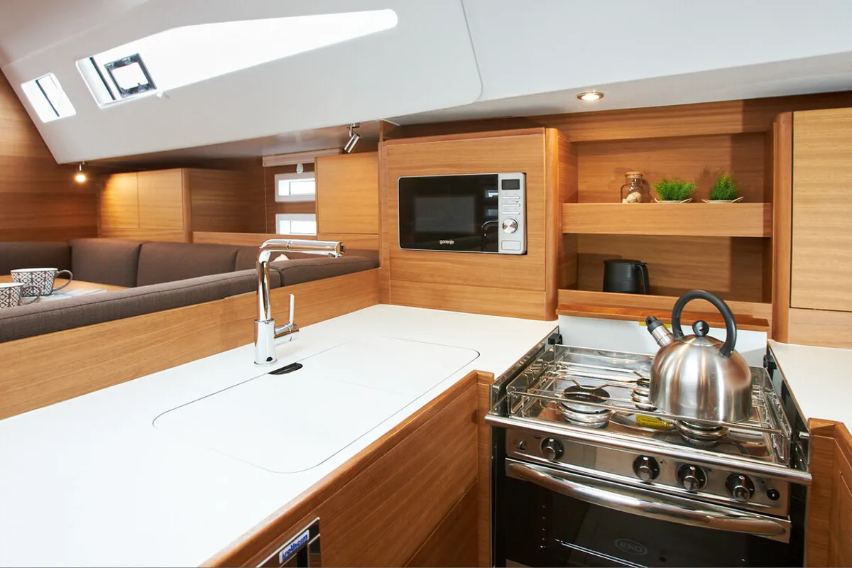 Galley of Lija, a Elan Impression 50.1 sailboat at Grad Kaštela, Croatia