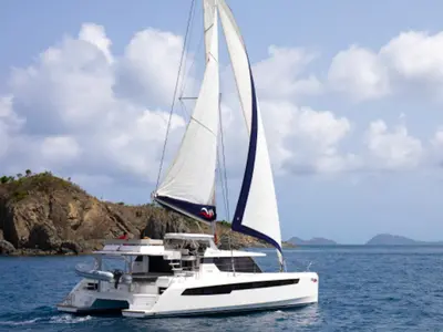 Deck of Moorings 5000 Exclusive, a Leopard 50 catamaran at Road Town, British Virgin Islands