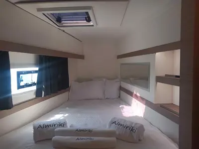 ALMIRIKI, a Fountaine Pajot Isla 40 catamaran at Parikia, Greece