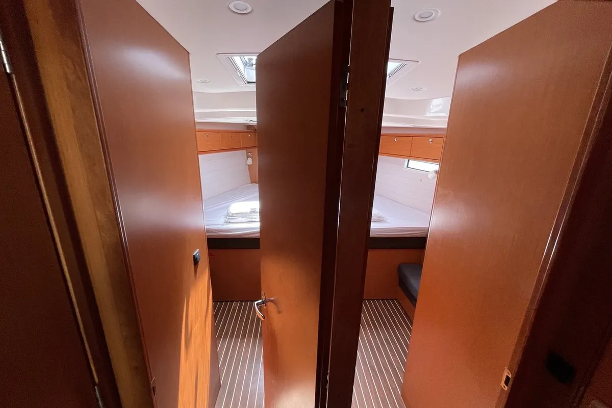 Cabin on Anemone, a Bavaria Cruiser 51 sailboat at Lavreotiki Municipal Unit, Greece