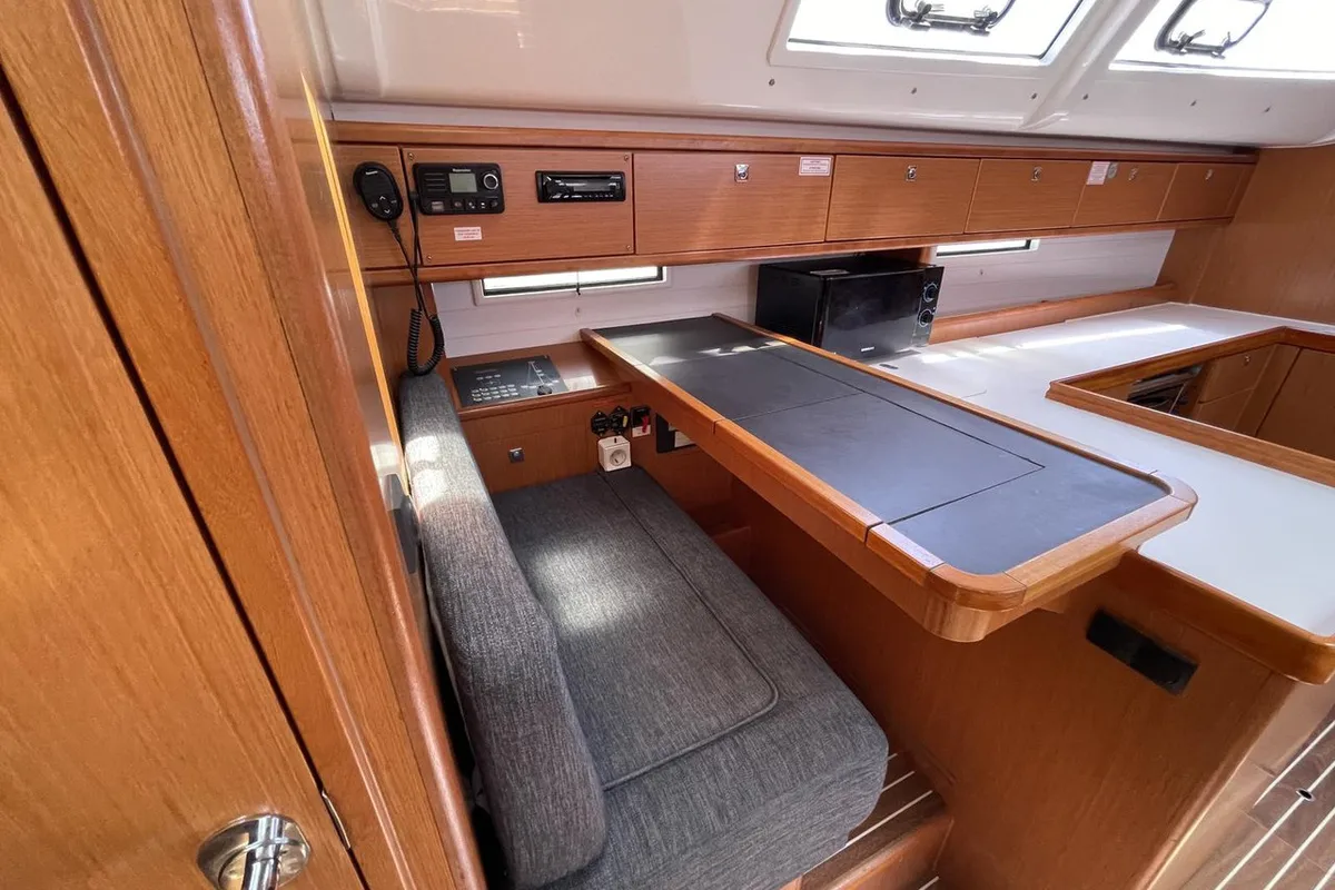 Salon of Anemone, a Bavaria Cruiser 51 sailboat at Lavreotiki Municipal Unit, Greece