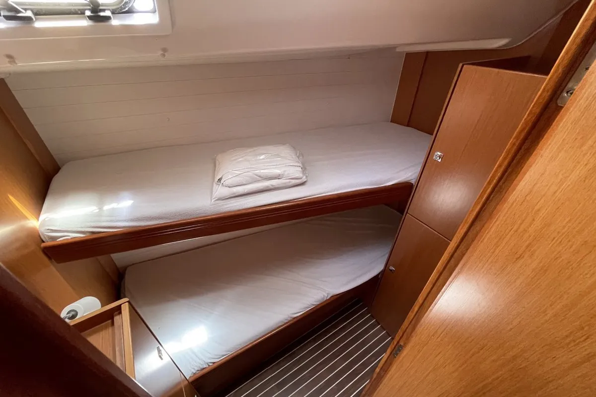 Cabin on Anemone, a Bavaria Cruiser 51 sailboat at Lavreotiki Municipal Unit, Greece
