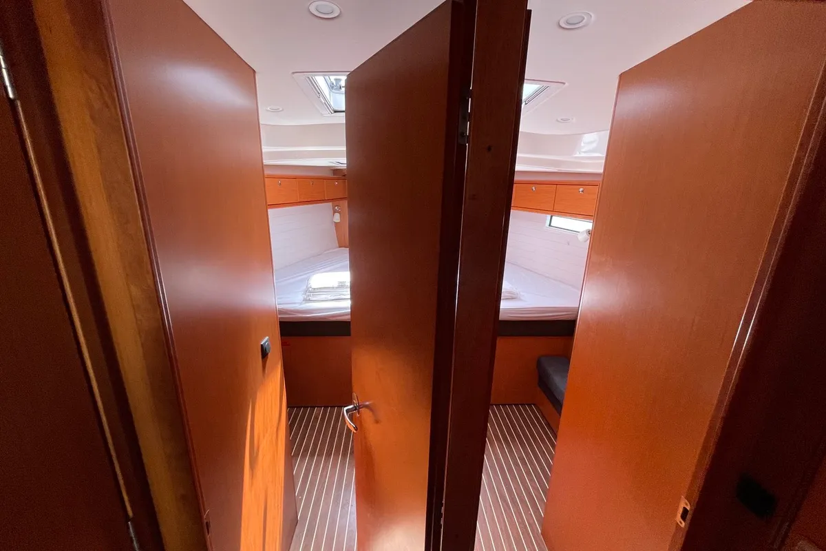 Cabin on Anemone, a Bavaria Cruiser 51 sailboat at Lavreotiki Municipal Unit, Greece
