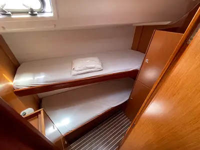 Cabin on Anemone, a Bavaria Cruiser 51 sailboat at Lavreotiki Municipal Unit, Greece