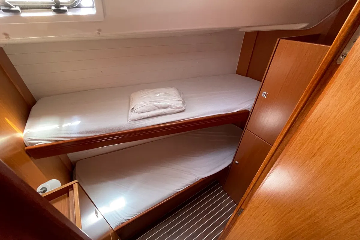 Cabin on Anemone, a Bavaria Cruiser 51 sailboat at Lavreotiki Municipal Unit, Greece