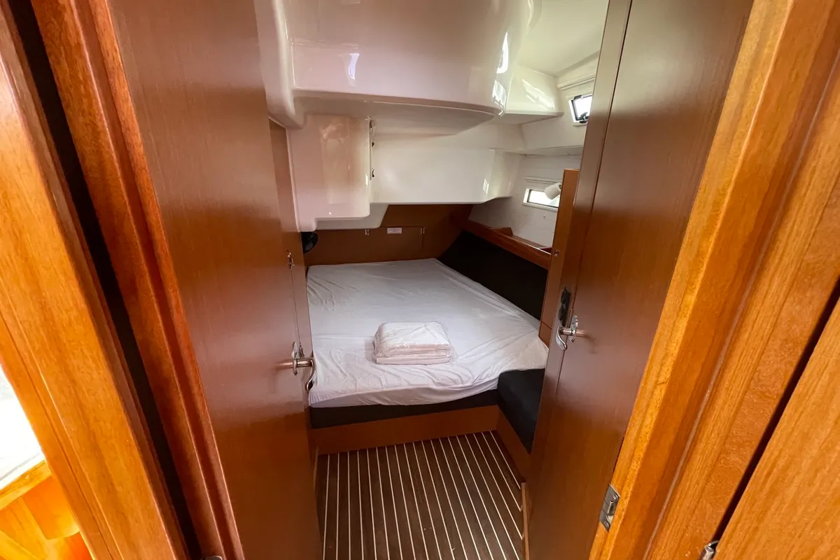Cabin on Anemone, a Bavaria Cruiser 51 sailboat at Lavreotiki Municipal Unit, Greece