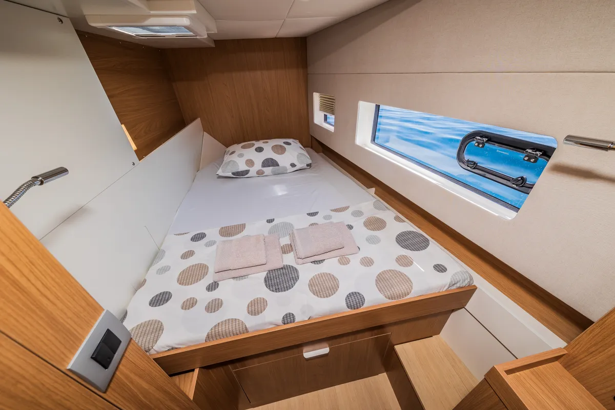 Cabin on Enfant Terrible, a Bali Catsmart catamaran at Dubrovnik, Croatia