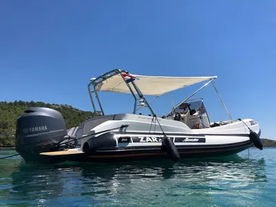 Exterior view of no name, a Zar 57 WD motorboat at Općina Sukošan, Croatia