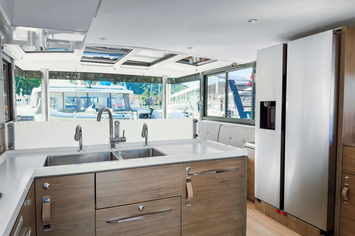 Galley of Pagora, a Bali 4.8 catamaran at Fethiye, Turkey