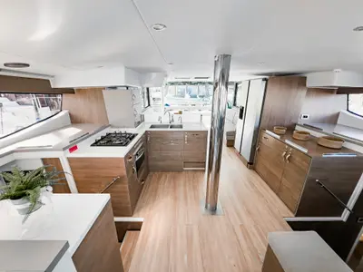 Galley of Pagora, a Bali 4.8 catamaran at Fethiye, Turkey